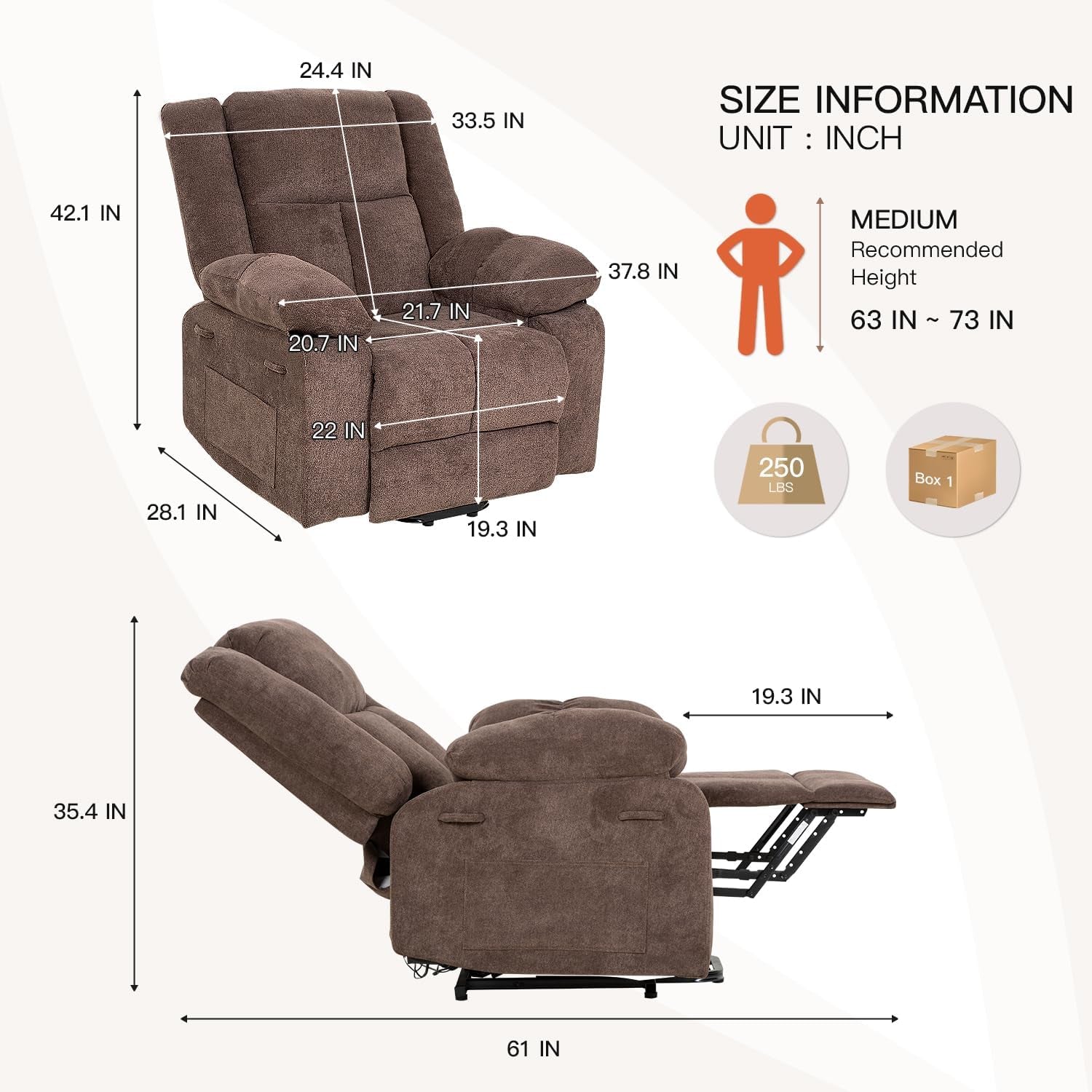 Electric Power Lift Recliner Chair With Massage And Heat