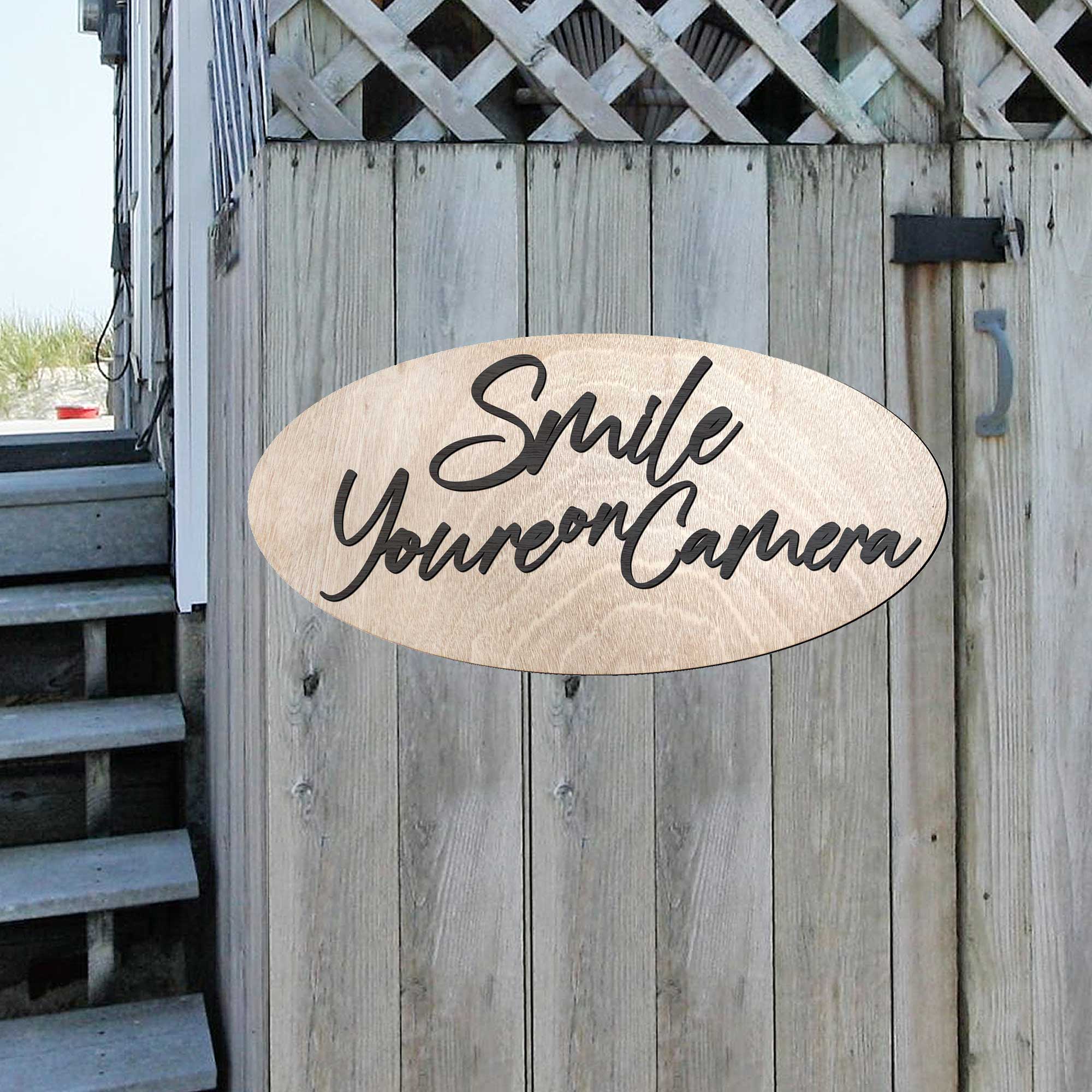 Smile You Are on Camera sign, Business sign, Made in the USA sign, Made from wood, Security camera sign - 320339