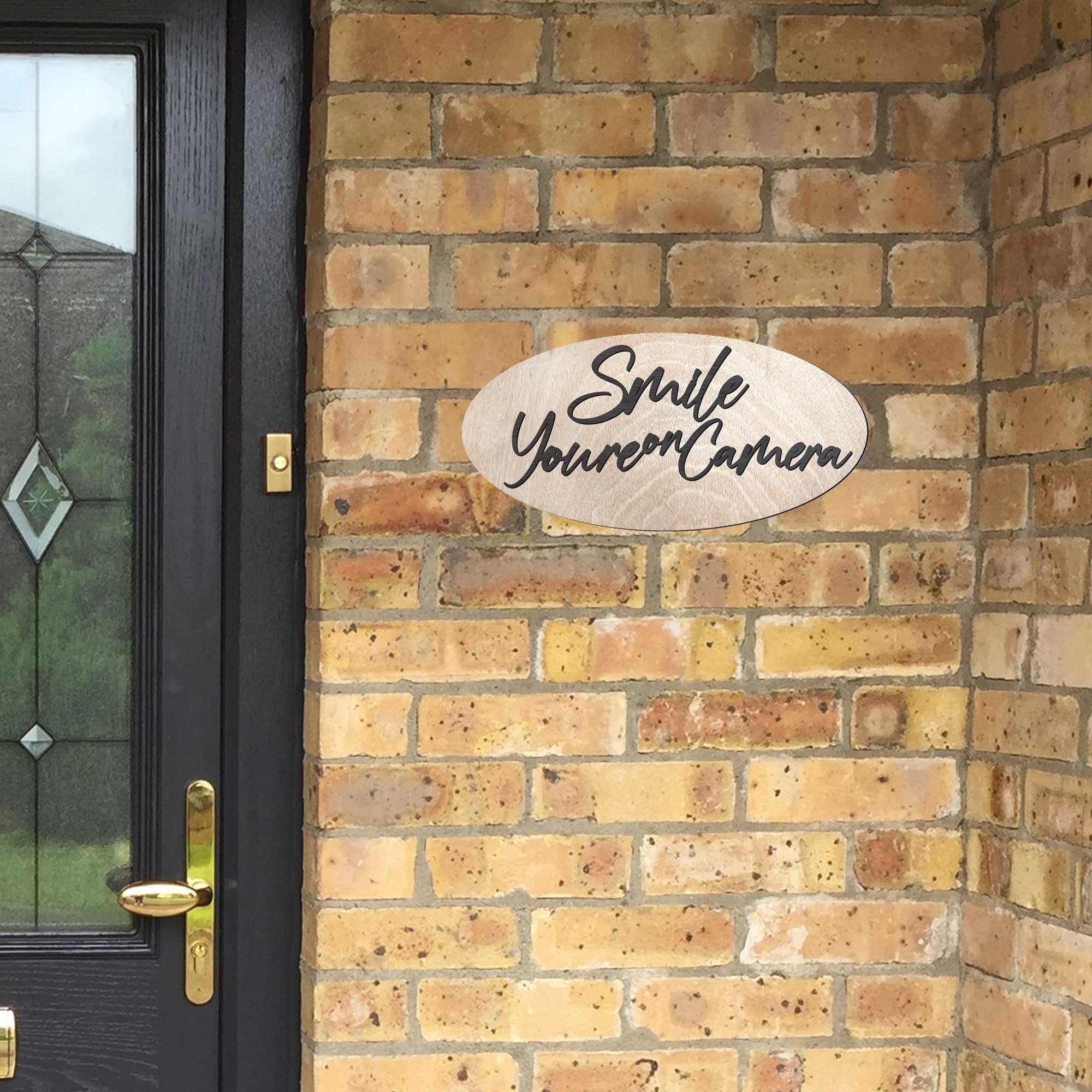 Smile You Are on Camera sign, Business sign, Made in the USA sign, Made from wood, Security camera sign - 320339