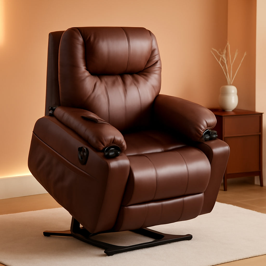 Electric Power Lift Recliner Chair Dark Brown Massage