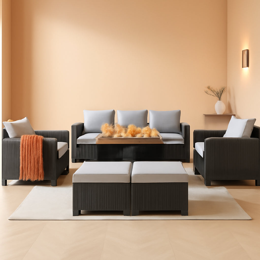 7 Piece Outdoor Furniture Set With 45 Inch Fire Pit