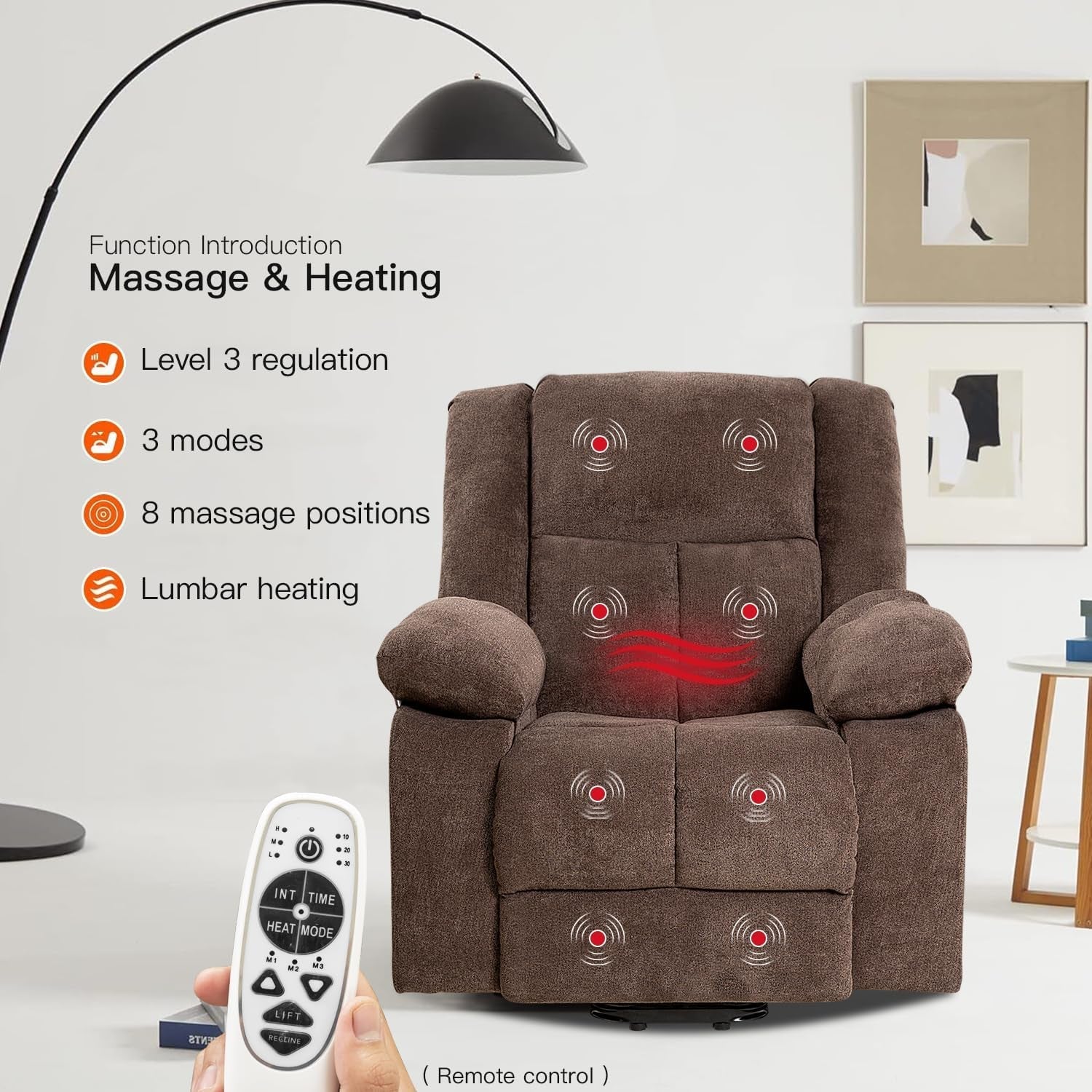 Electric Power Lift Recliner Chair With Massage And Heat