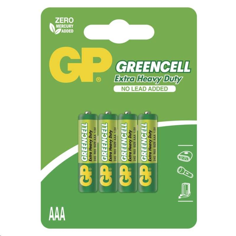 Цинк карбонова батерия GP Batteries, R3 (AAA), 4 броя (B1211)