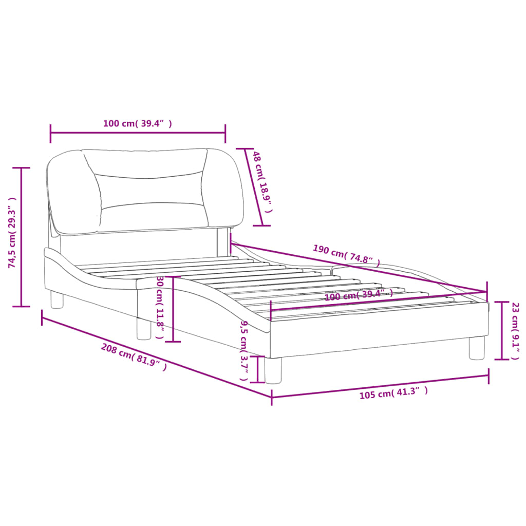 vidaXL Bed Frame with Headboard Mattress Foundation Bedroom Furniture Fabric