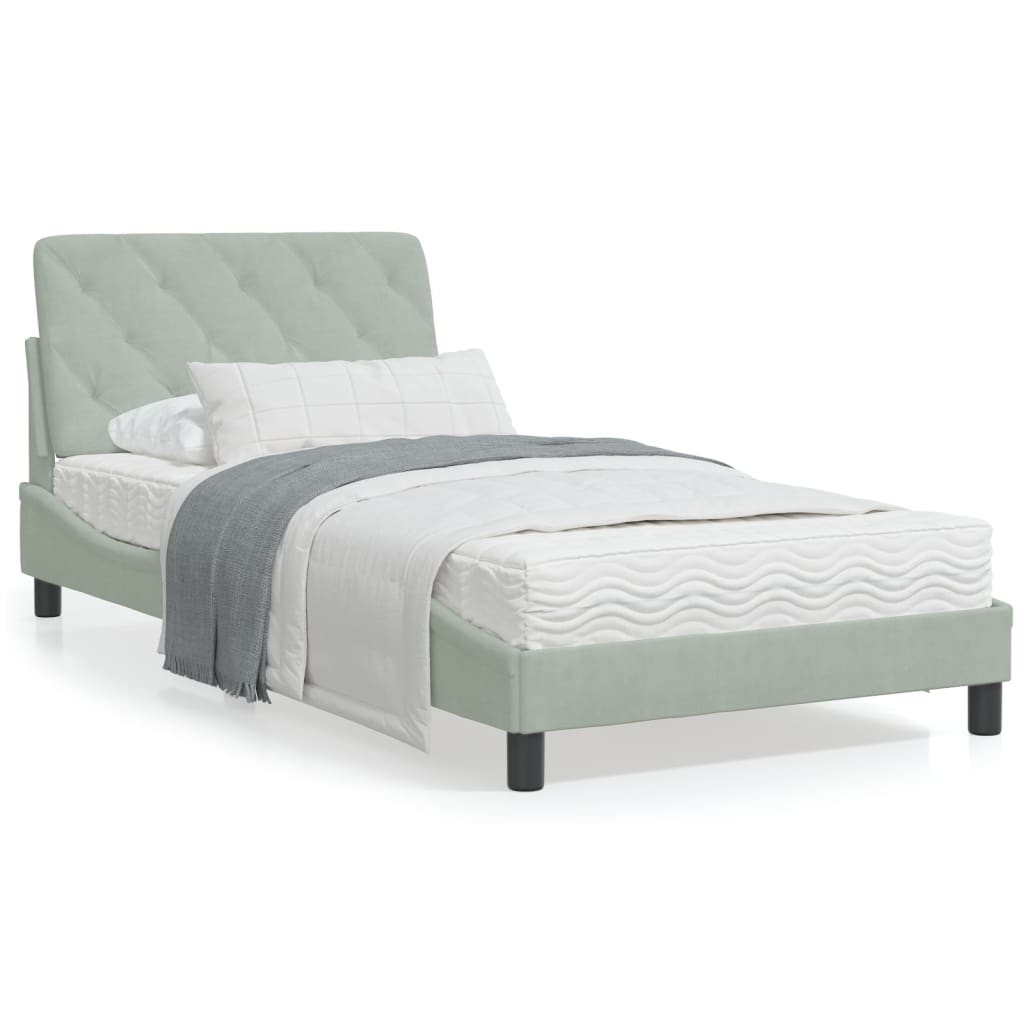 vidaXL Bed Frame with Headboard Mattress Foundation Bedroom Furniture Velvet