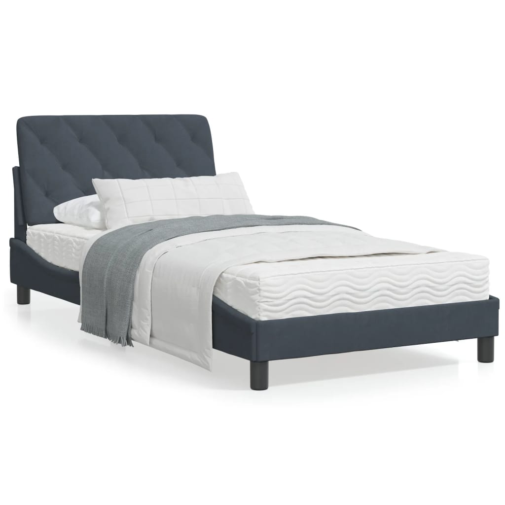 vidaXL Bed Frame with Headboard Mattress Foundation Bedroom Furniture Velvet