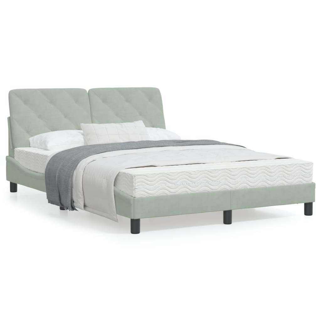 vidaXL Bed Frame with Headboard Mattress Foundation Bedroom Furniture Velvet