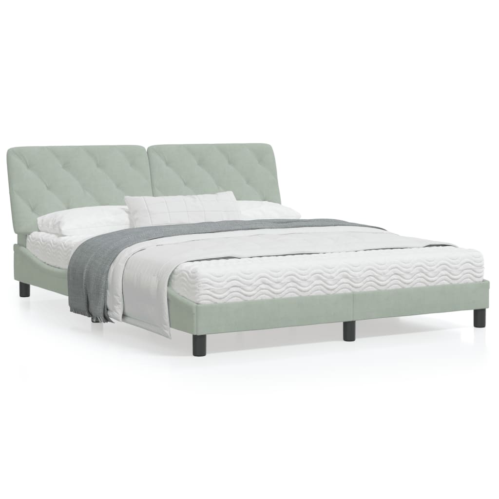 vidaXL Bed Frame with Headboard Mattress Foundation Bedroom Furniture Velvet