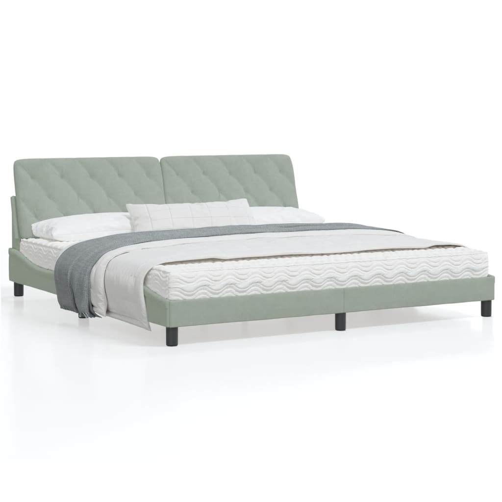 vidaXL Bed Frame with Headboard Mattress Foundation Bedroom Furniture Velvet