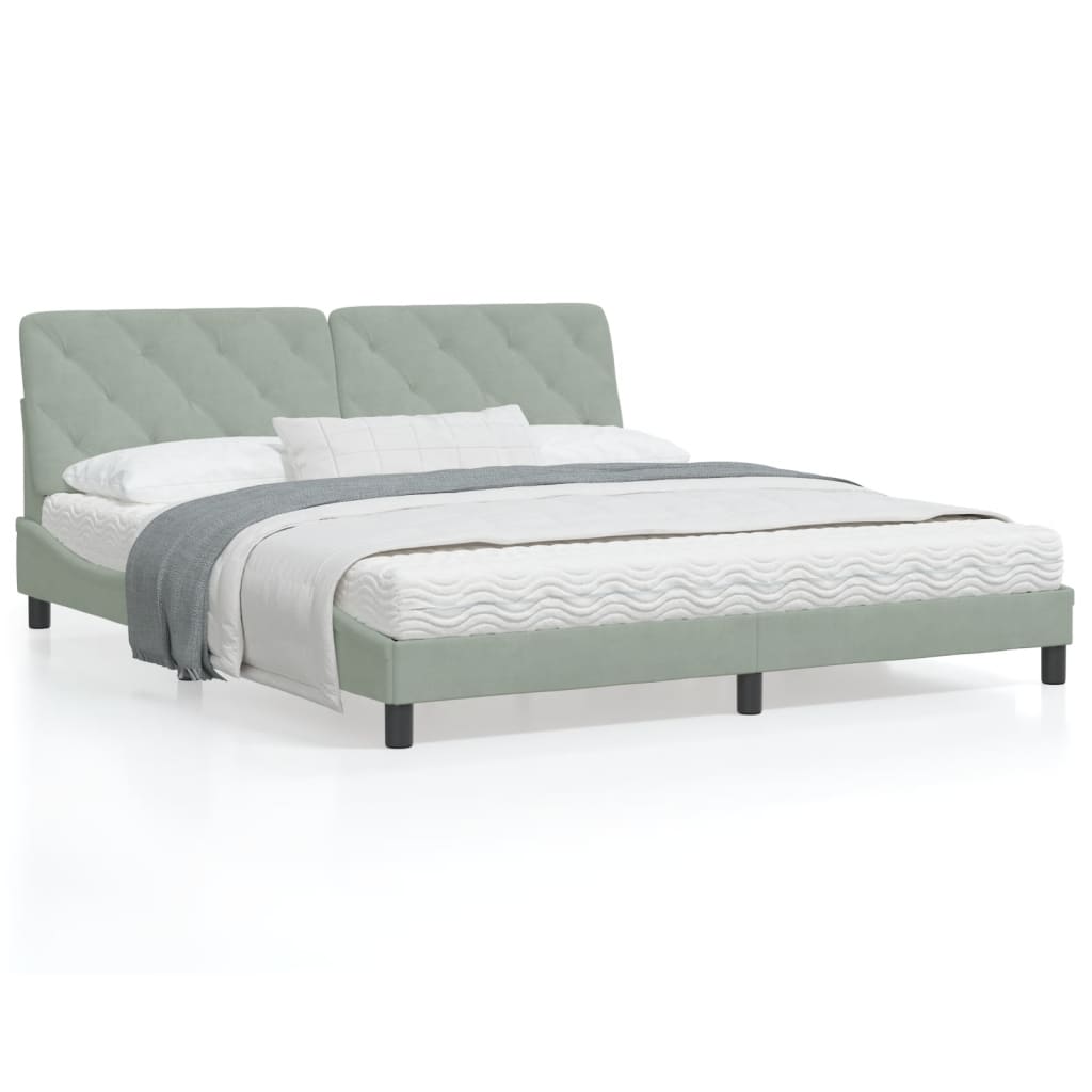 vidaXL Bed Frame with Headboard Mattress Foundation Bedroom Furniture Velvet