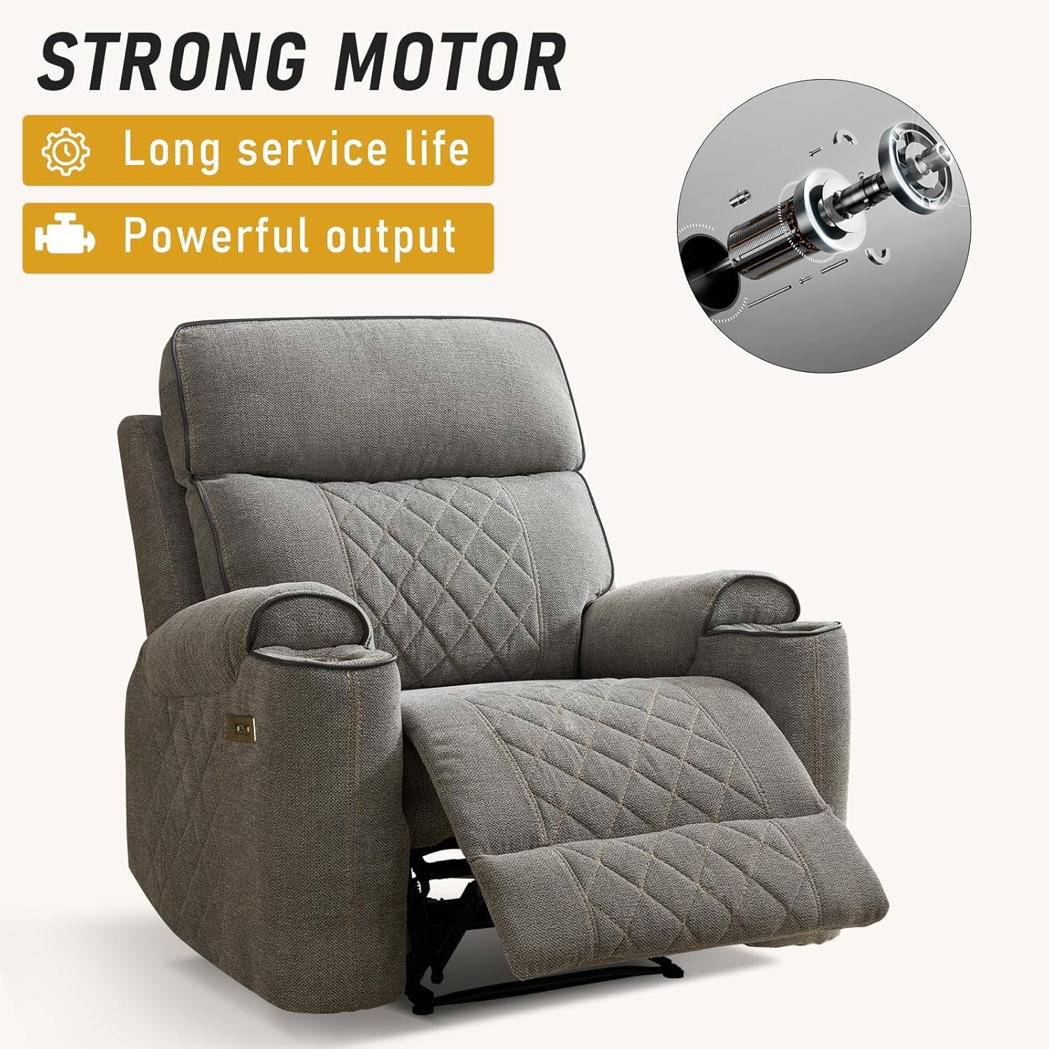 Electric Recliner Chair With USB Charging And Cup Holders