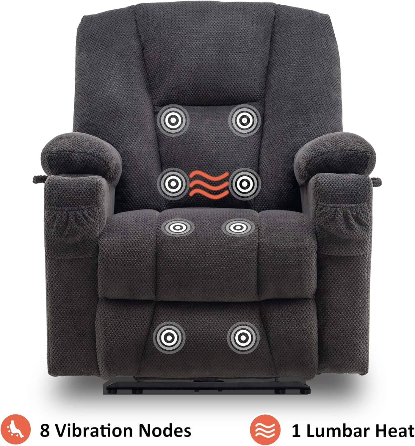 Grey Fabric Electric Recliner Chair With Heat And Vibration