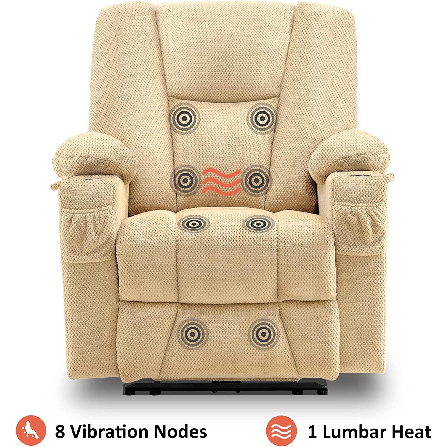 Fabric Electric Recliner Chair With Heat Remote Control