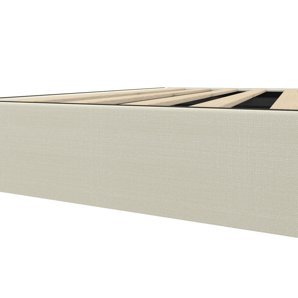 NNEED Bed Frame Queen Size Fabric Beige