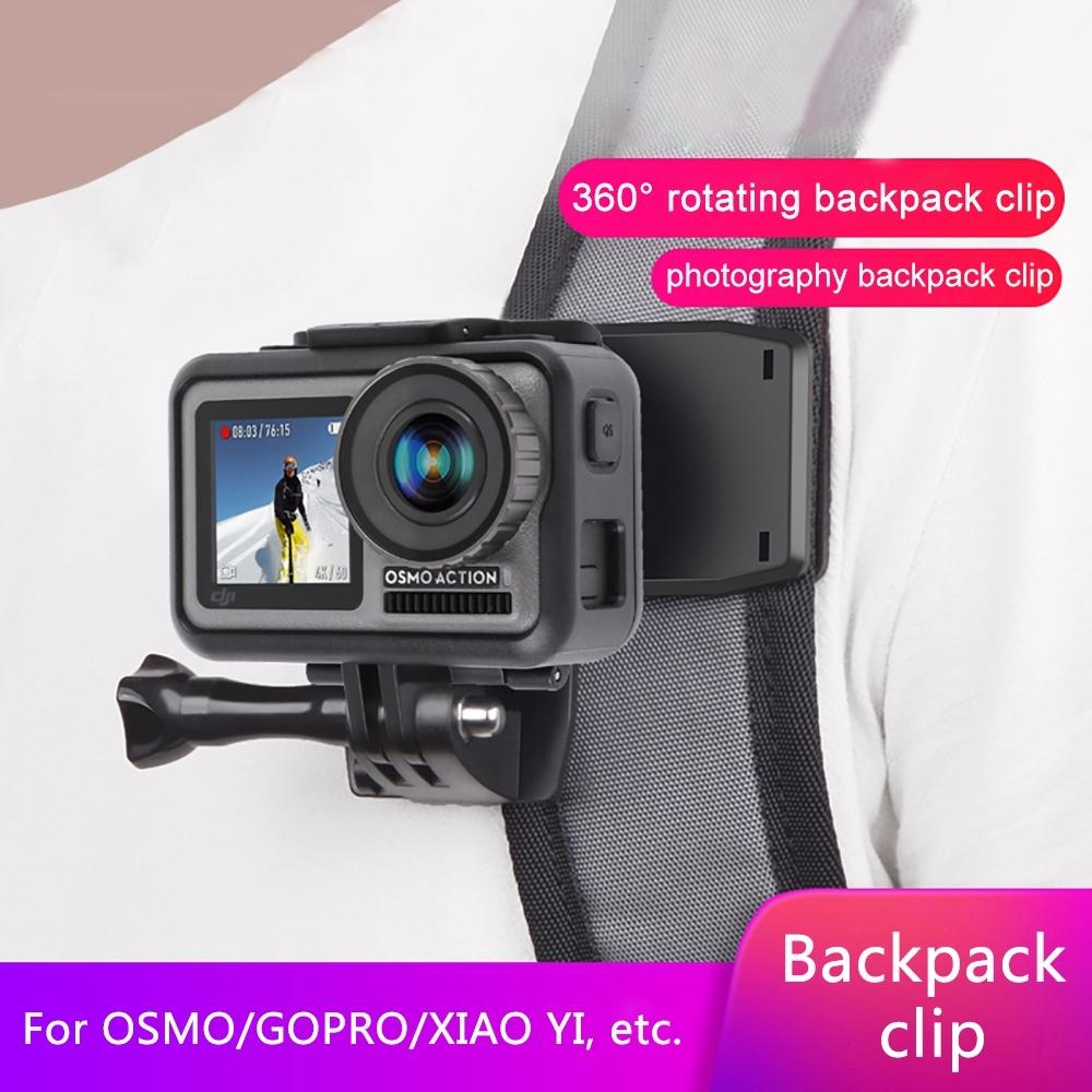 NNEIDS 360 Degree Backpack Mount For Gopro Dji And Other Action Cameras - Rotating Clip Clamp