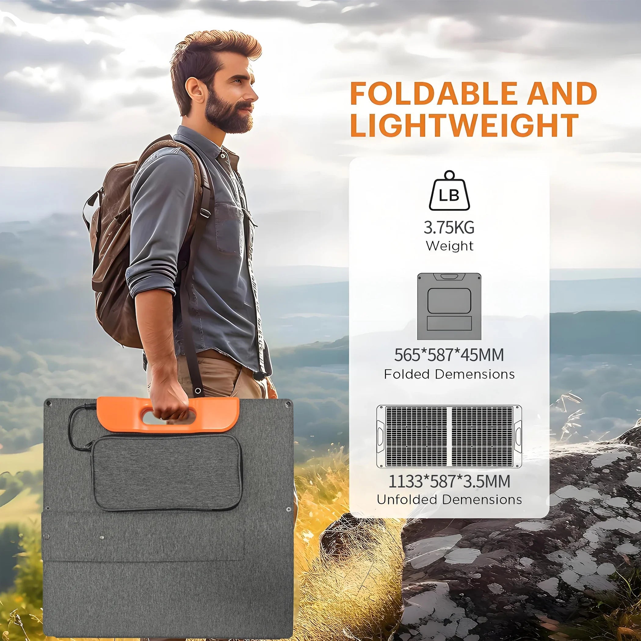 110W Portable Folding Solar Panel Bag – Ultra-Light & Powerful for Camping, RV, Off-Grid