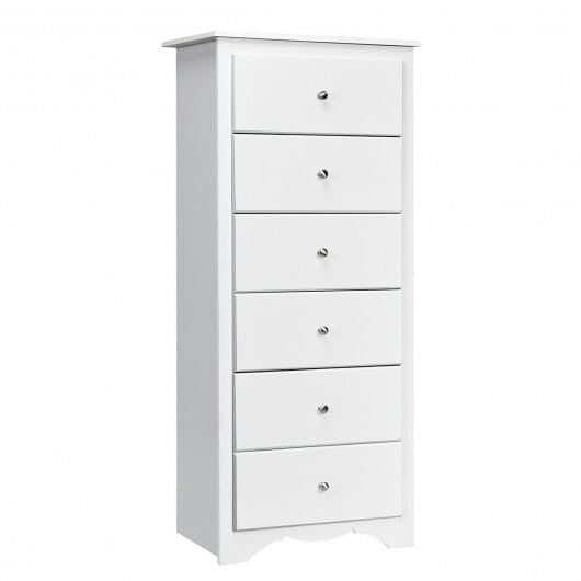 6 Drawers Chest Dresser Clothes Storage Bedroom Furniture Cabinet-White