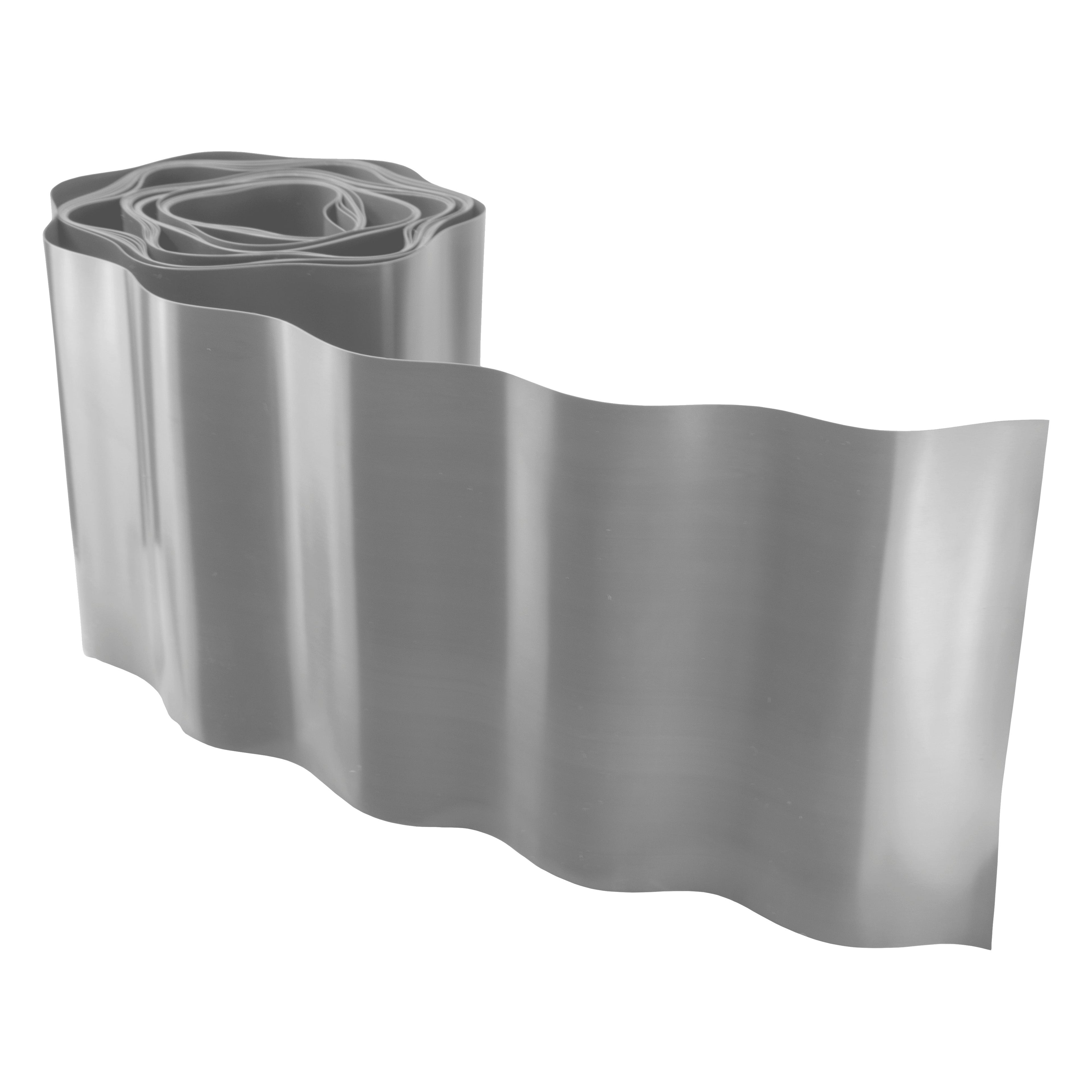 Wavy Plastic Garden Lawn Edging, H=10CM, L=9M, Light Gray