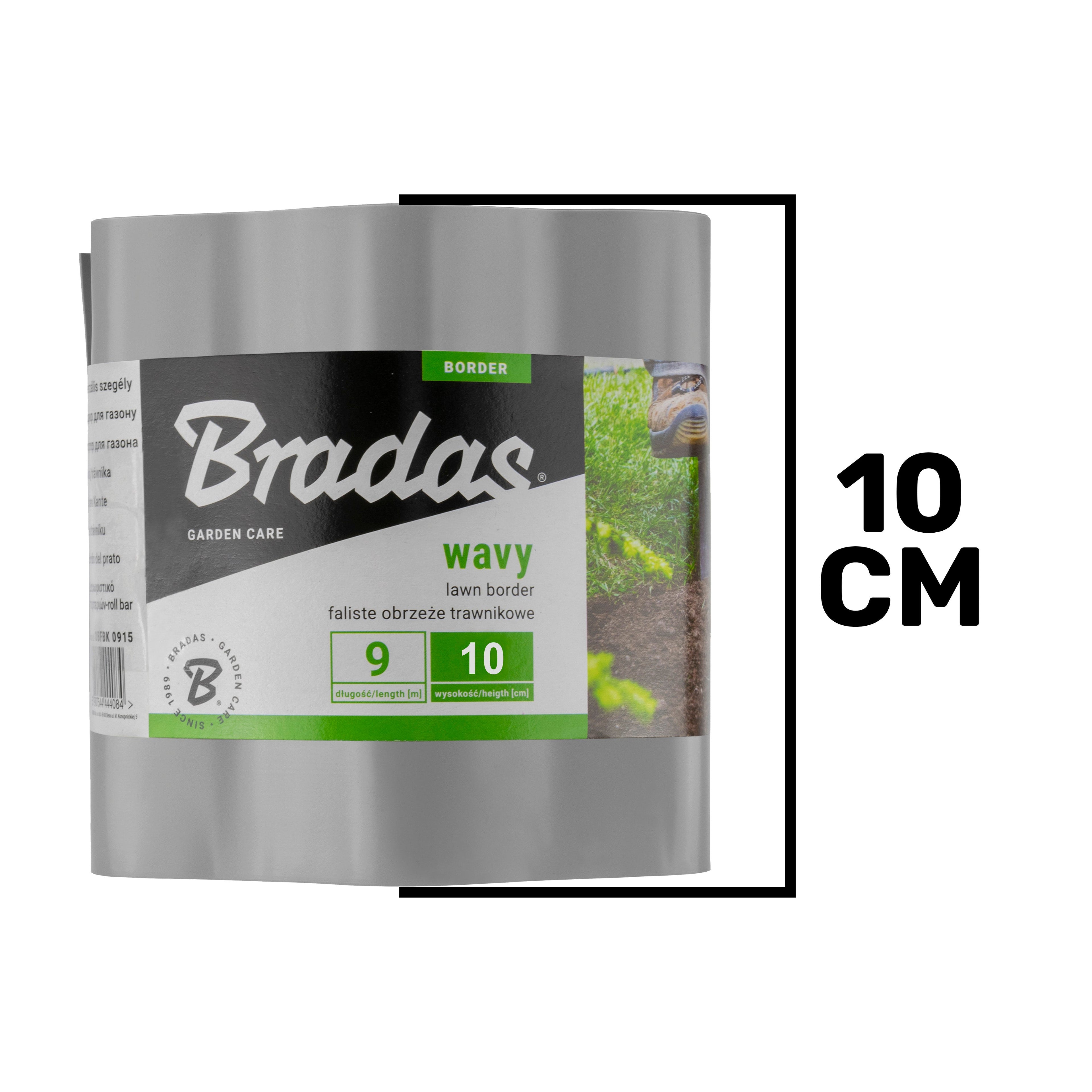 Wavy Plastic Garden Lawn Edging, H=10CM, L=9M, Light Gray