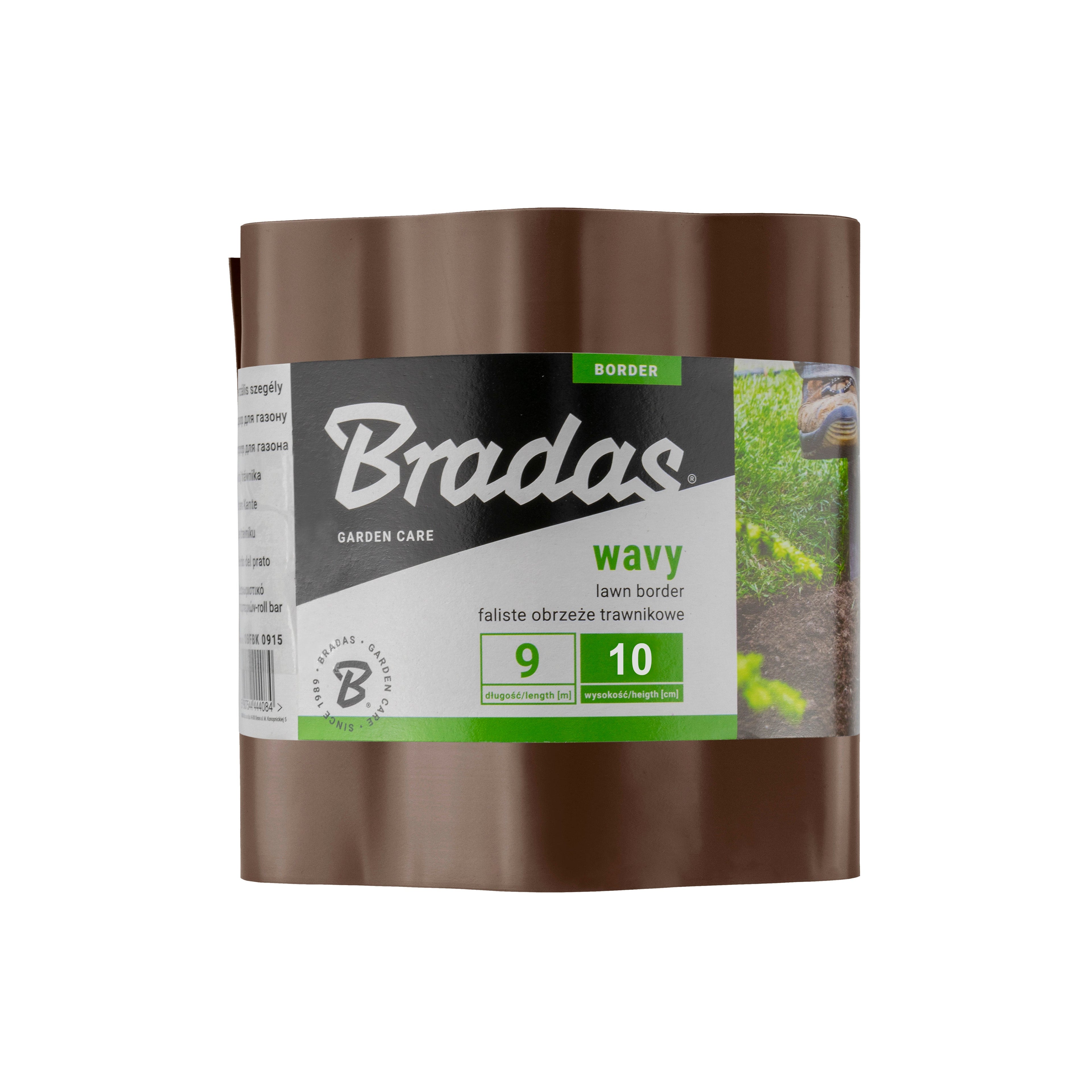 Wavy Plastic Garden Lawn Edging, H=10CM, L=9M, Brown