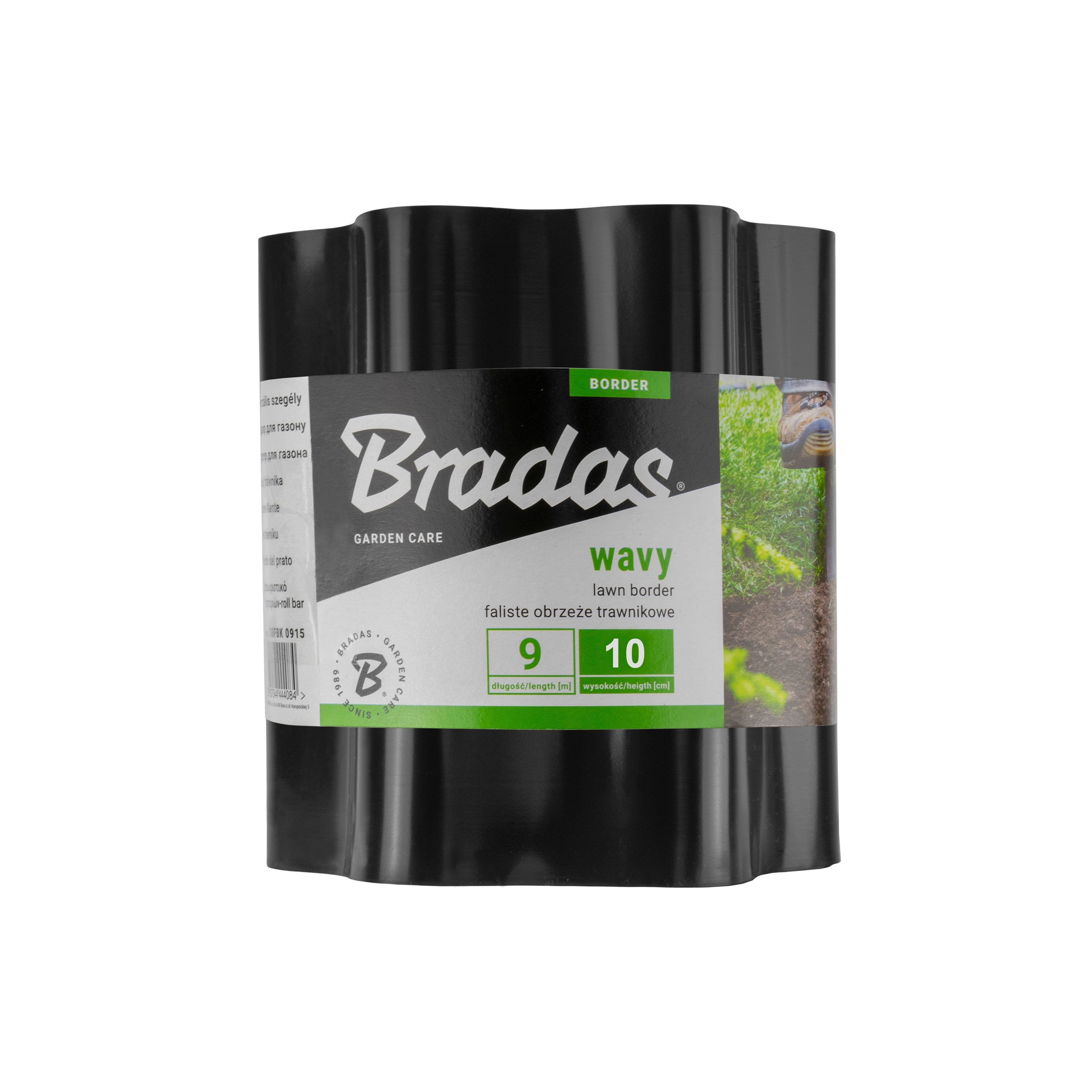 Wavy Plastic Garden Lawn Edging, H=10CM, L=9M, Black