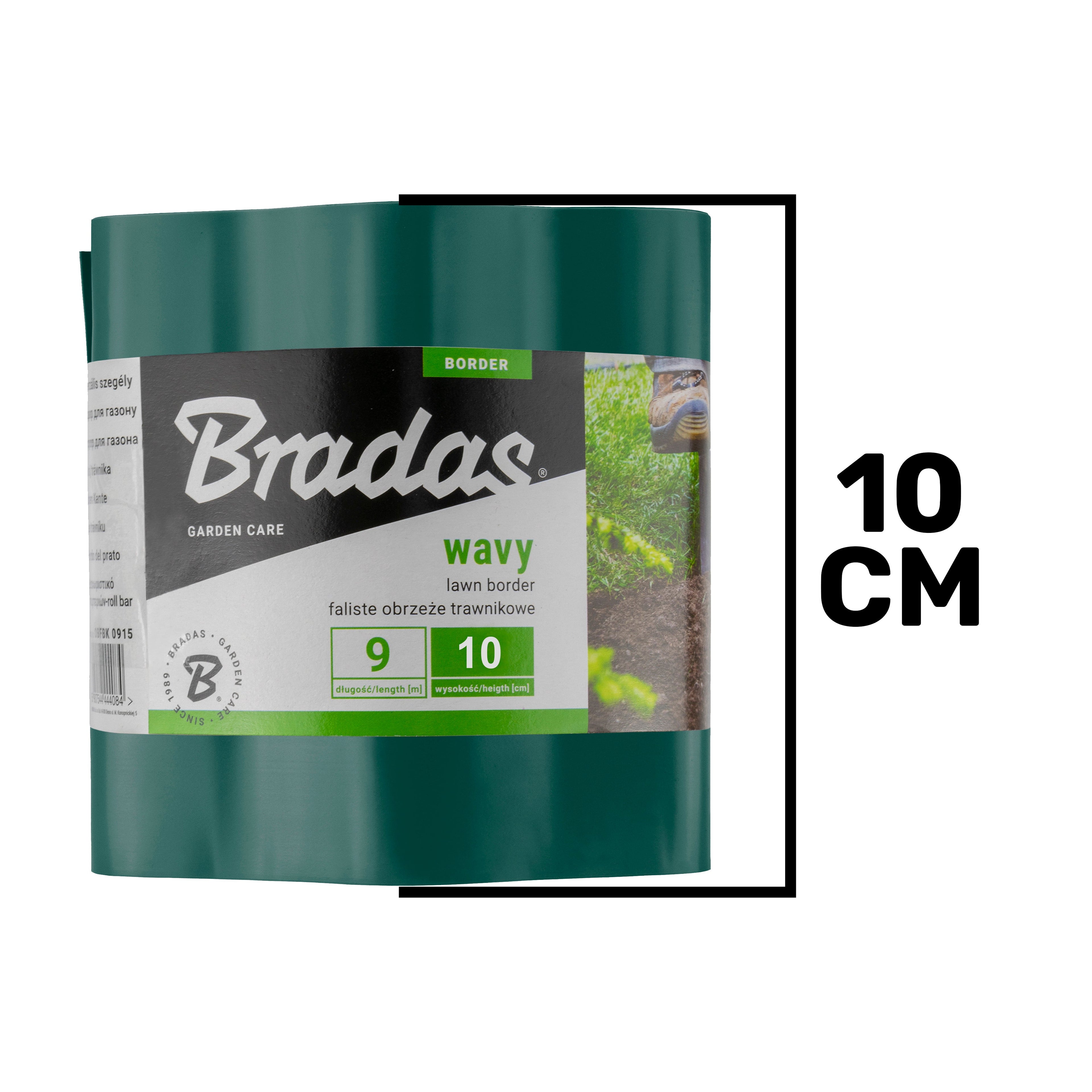 Wavy Plastic Garden Lawn Edging, H=10CM, L=9M, Green