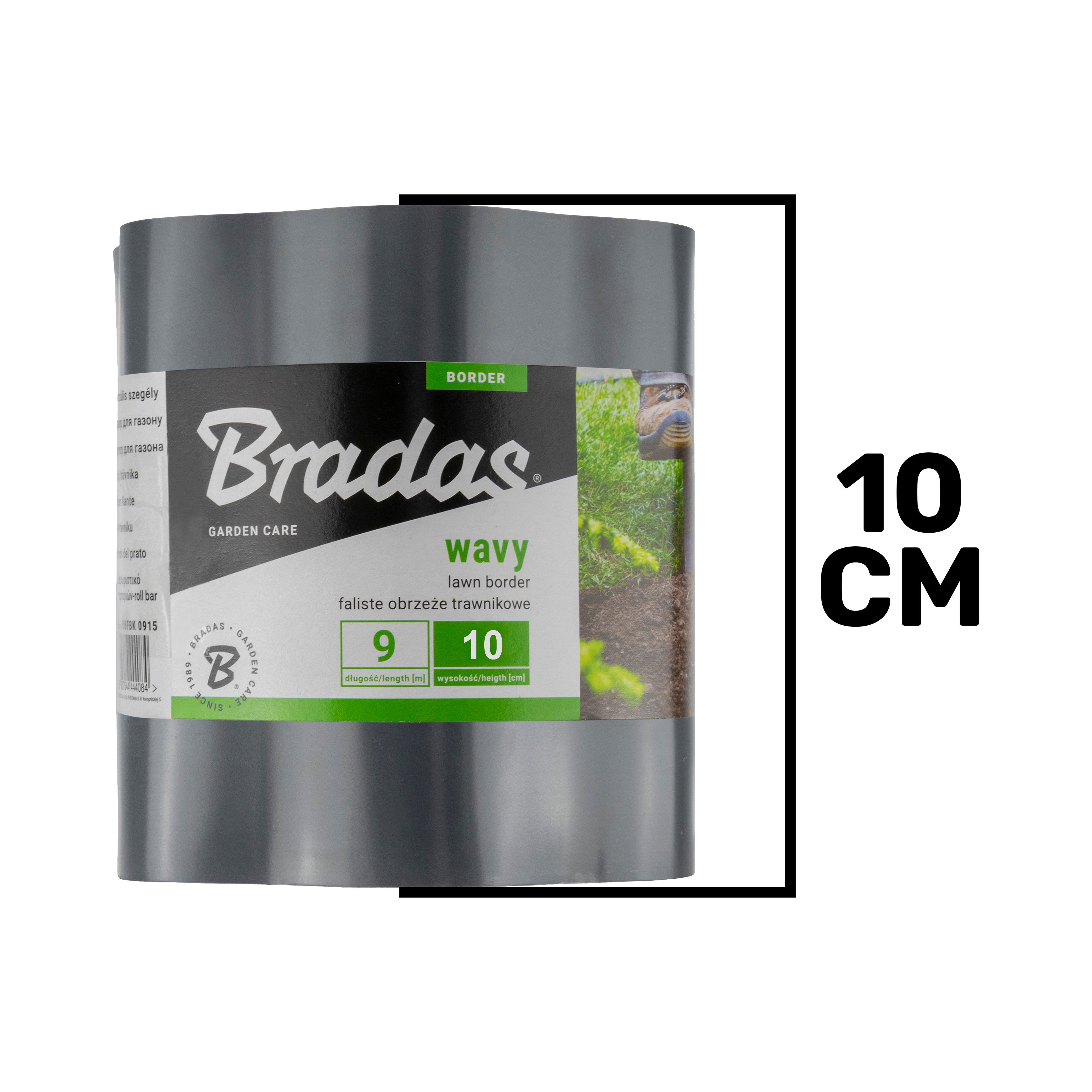 Wavy Plastic Garden Lawn Edging, H=10CM, L=9M, Gray