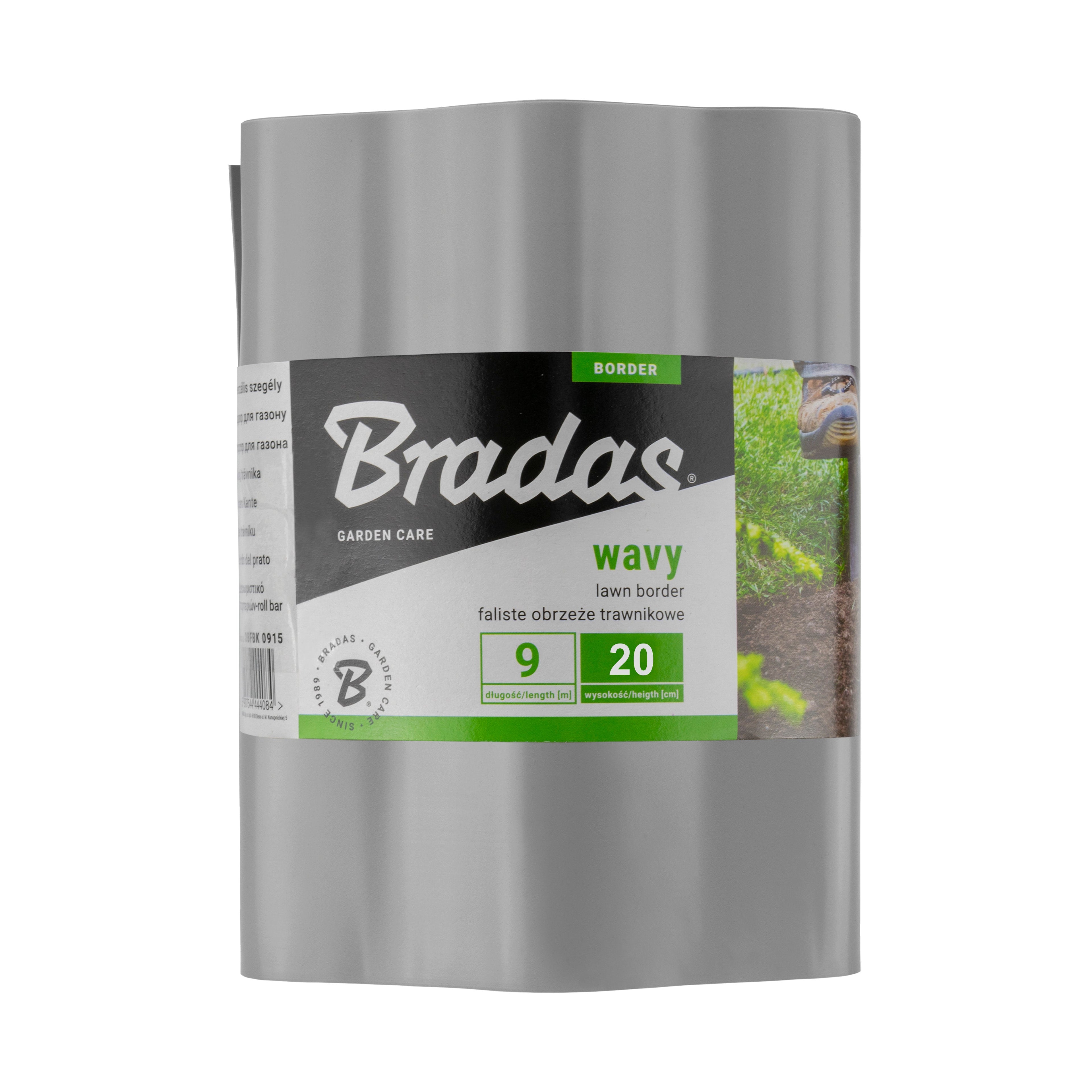 Wavy Plastic Garden Lawn Edging, H=20CM, L=9M, Light Gray