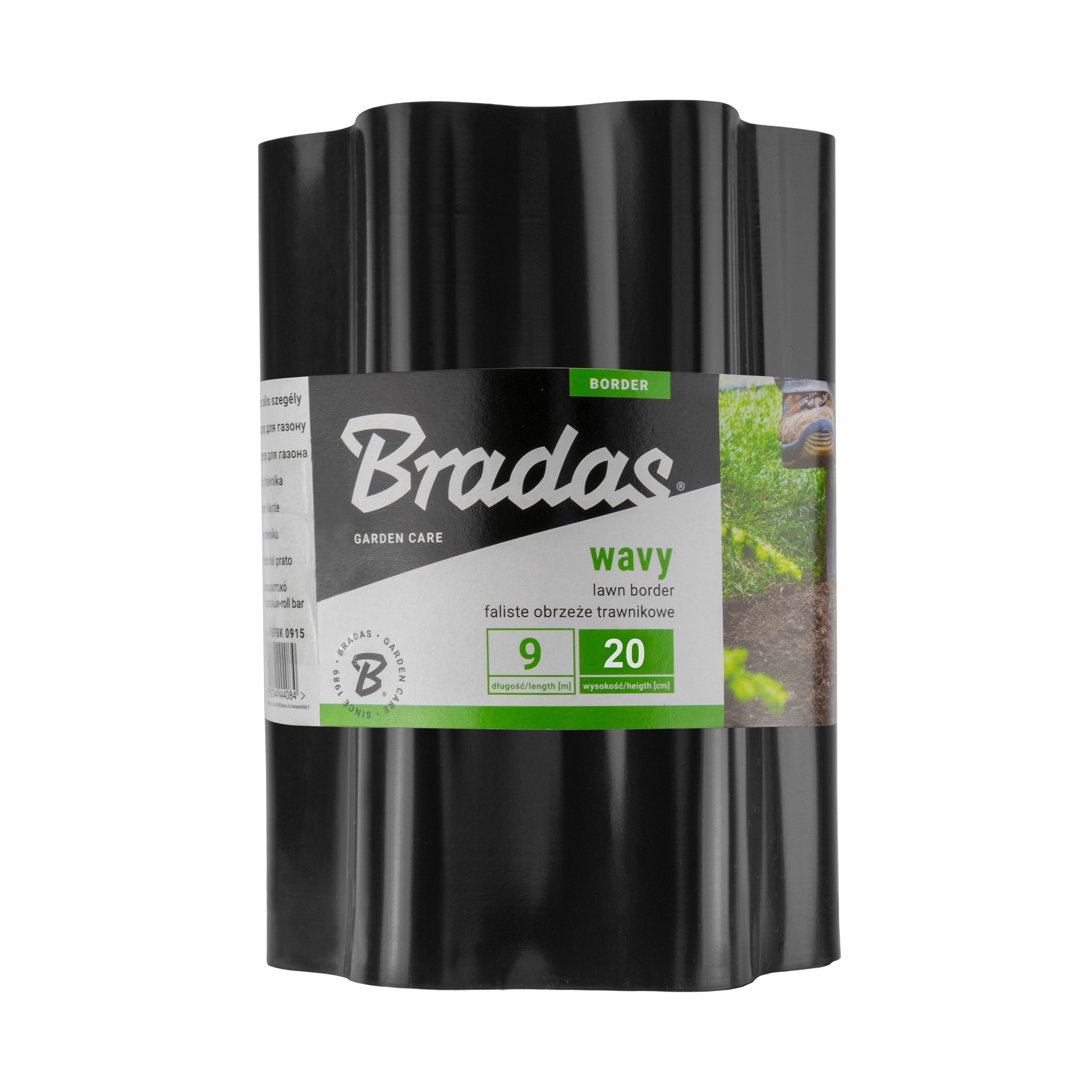 Wavy Plastic Garden Lawn Edging, H=20CM, L=9M, Black