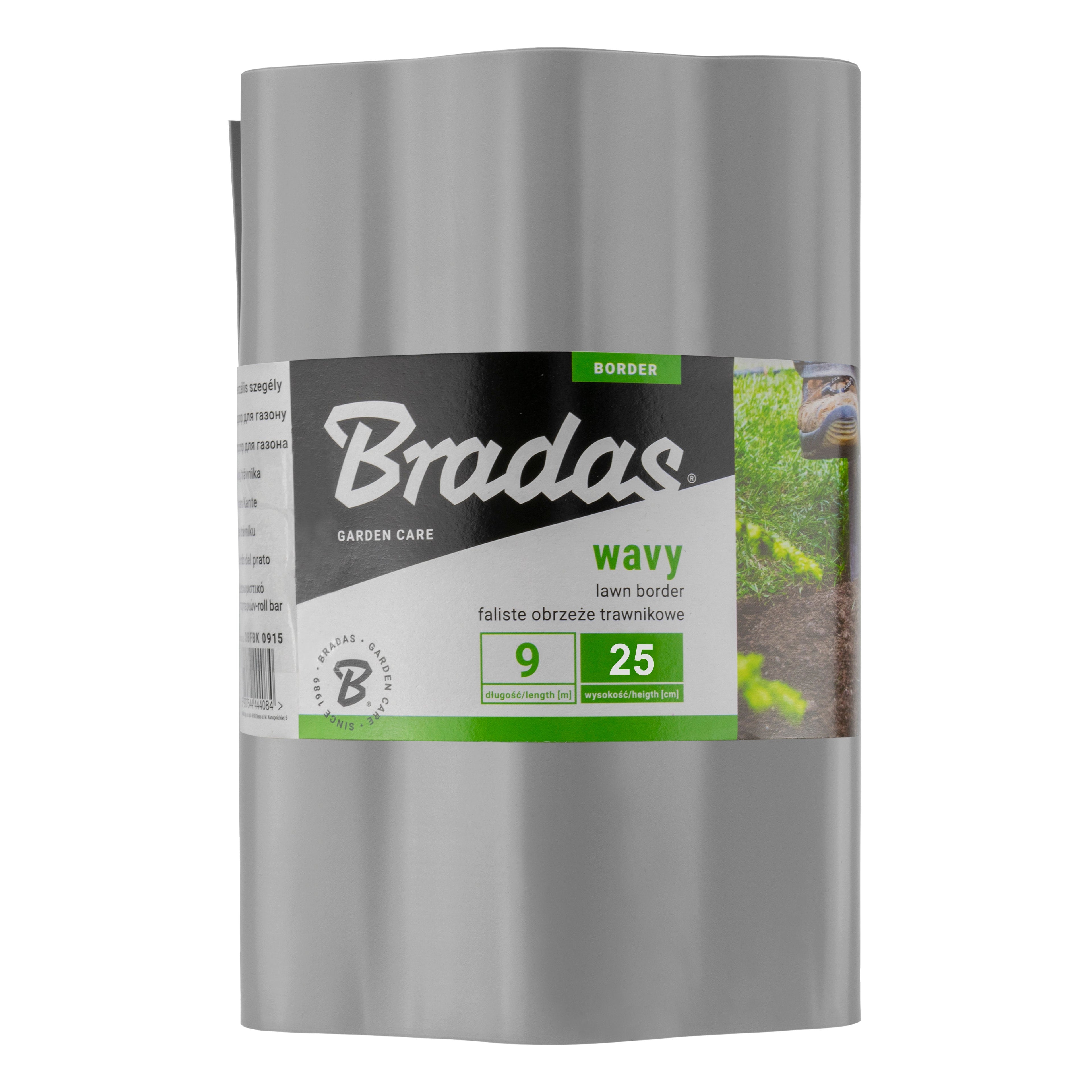 Wavy Plastic Garden Lawn Edging, H=25CM, L=9M, Light Gray