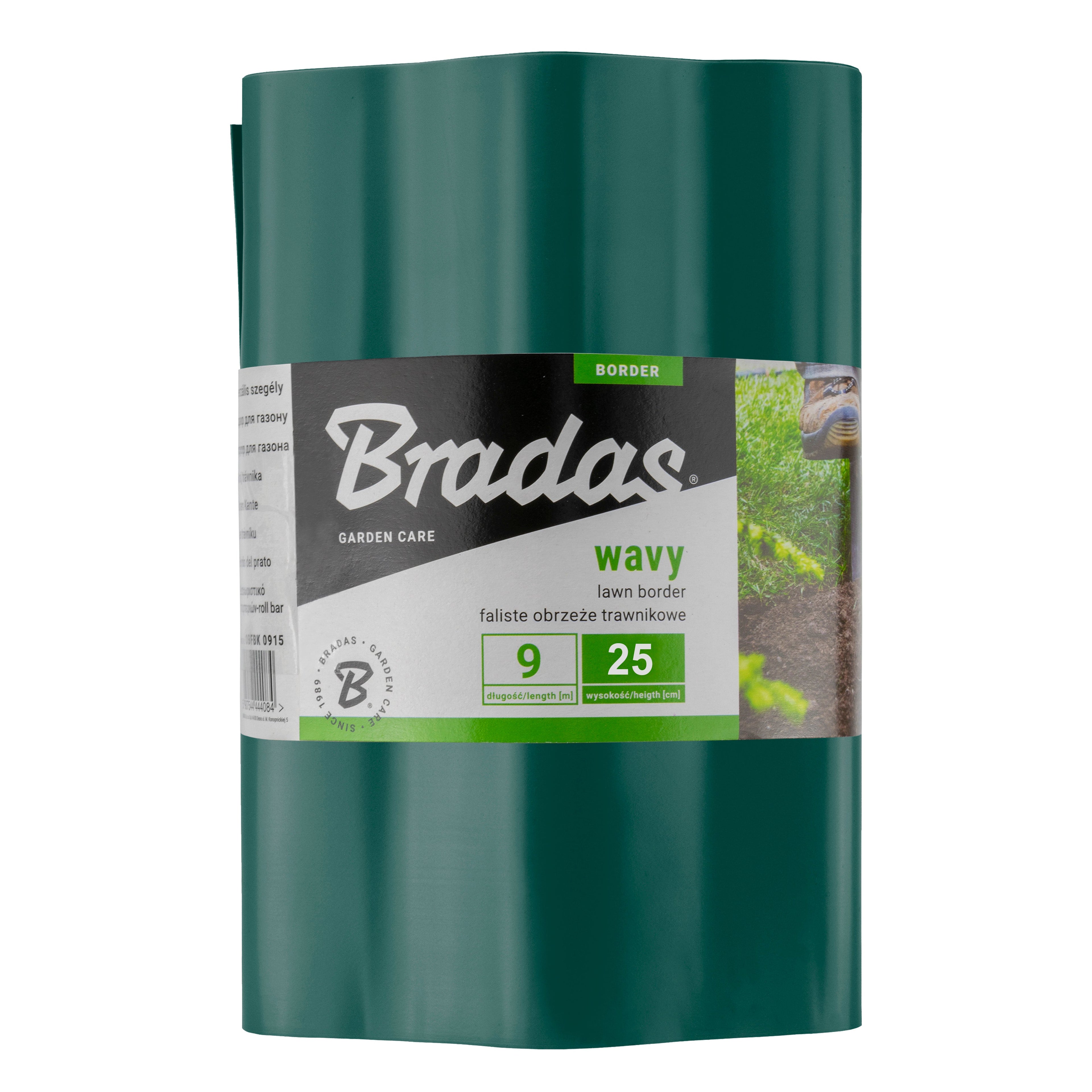 Wavy Plastic Garden Lawn Edging, H=25CM, L=9M, Green