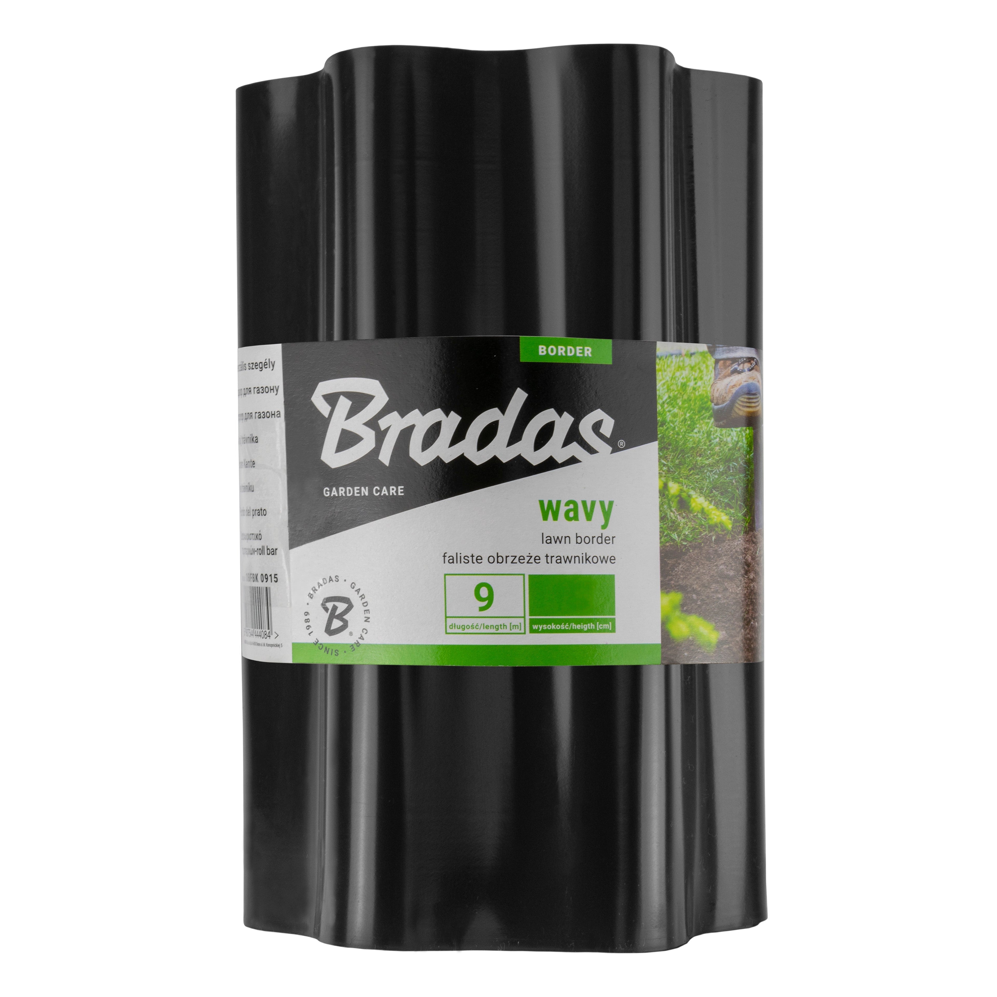 Wavy Plastic Garden Lawn Edging, H=25CM, L=9M, Black