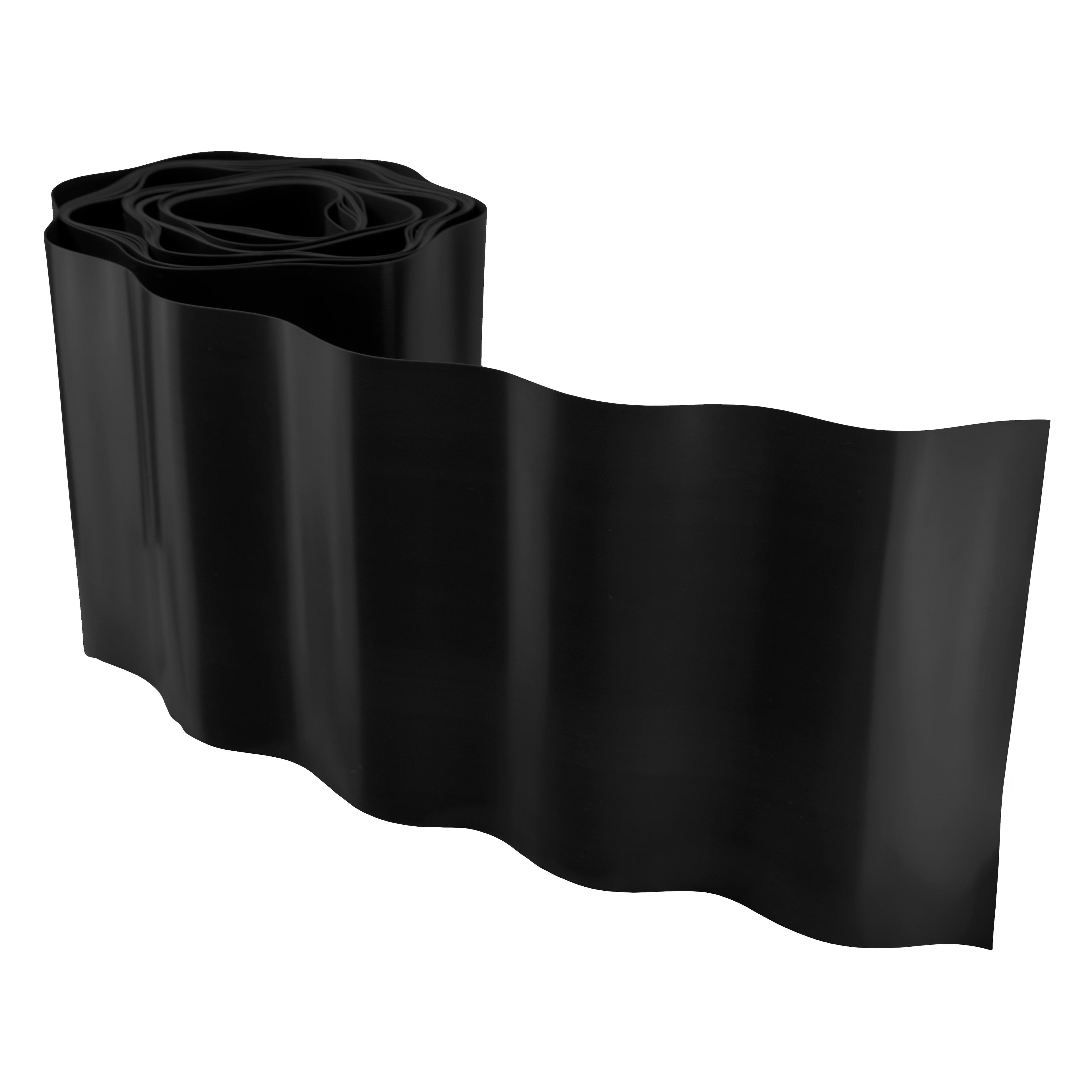 Wavy Plastic Garden Lawn Edging, H=10CM, L=9M, Black