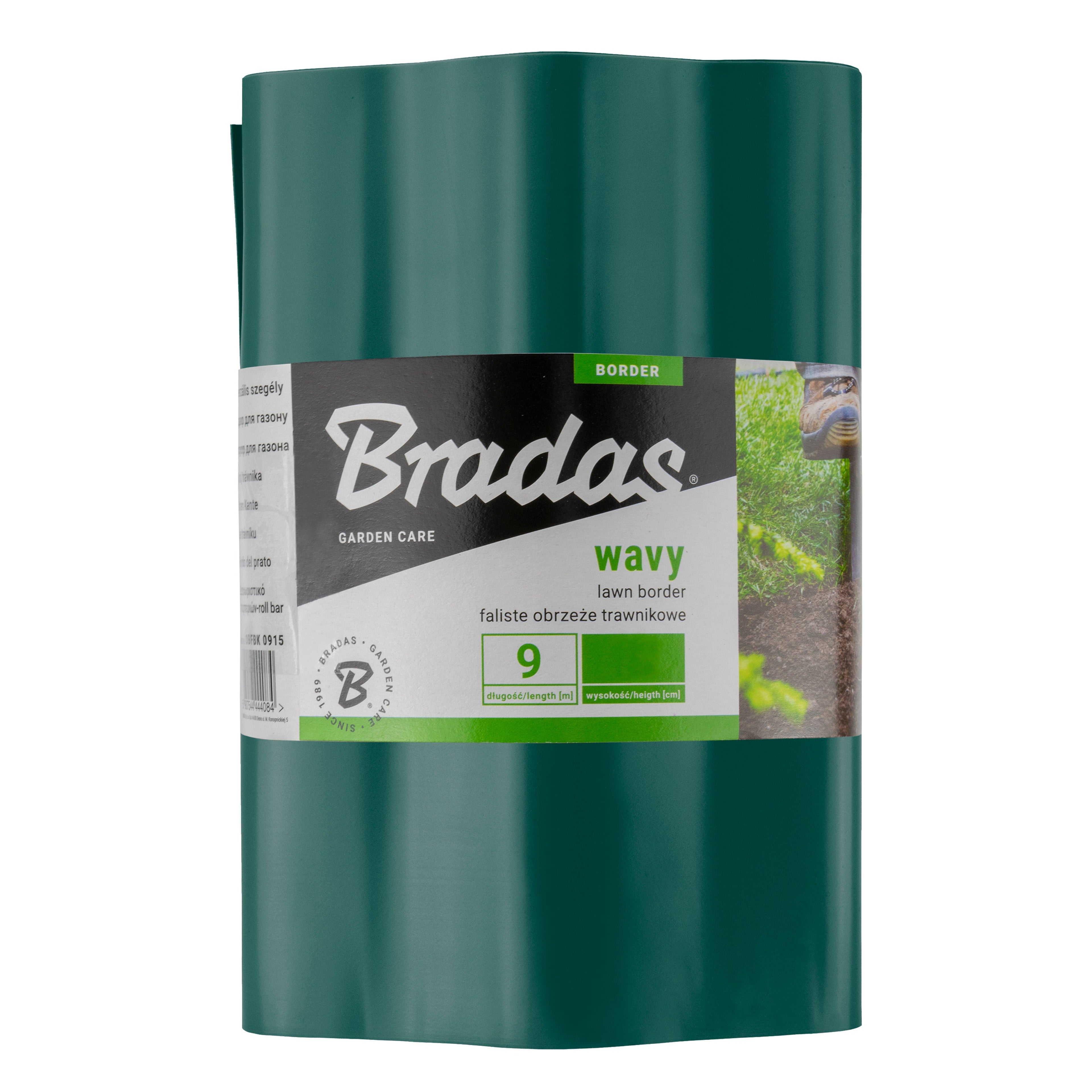 Wavy Plastic Garden Lawn Edging, H=15CM, L=9M, Green