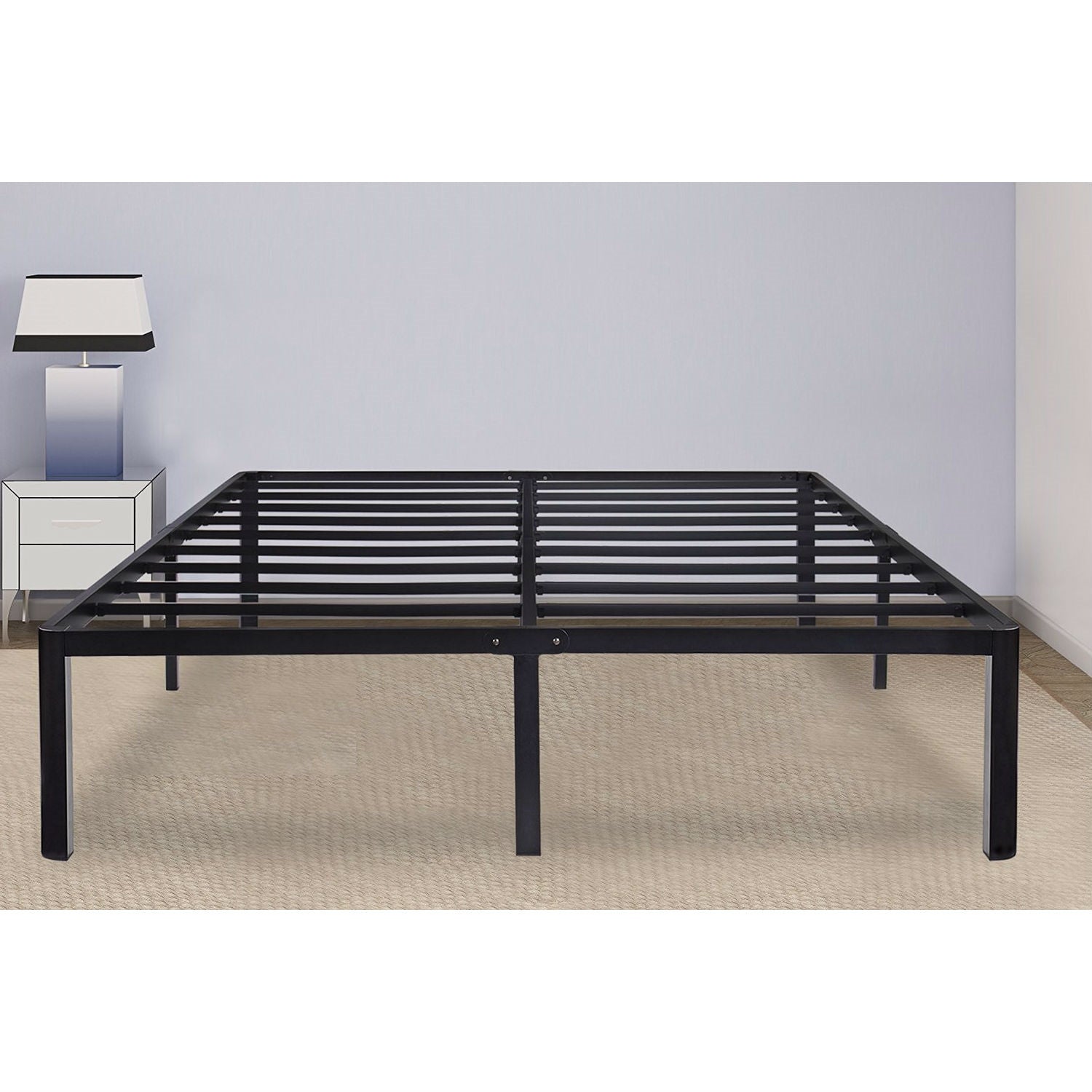 Twin size Modern Round Edge Black Metal Platform Bed Frame