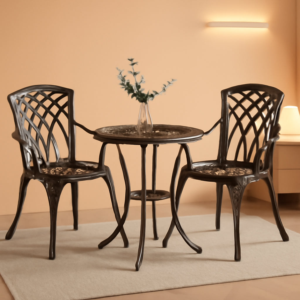Bistro Set 3 Piece Rustproof Cast Aluminum Furniture Bronze