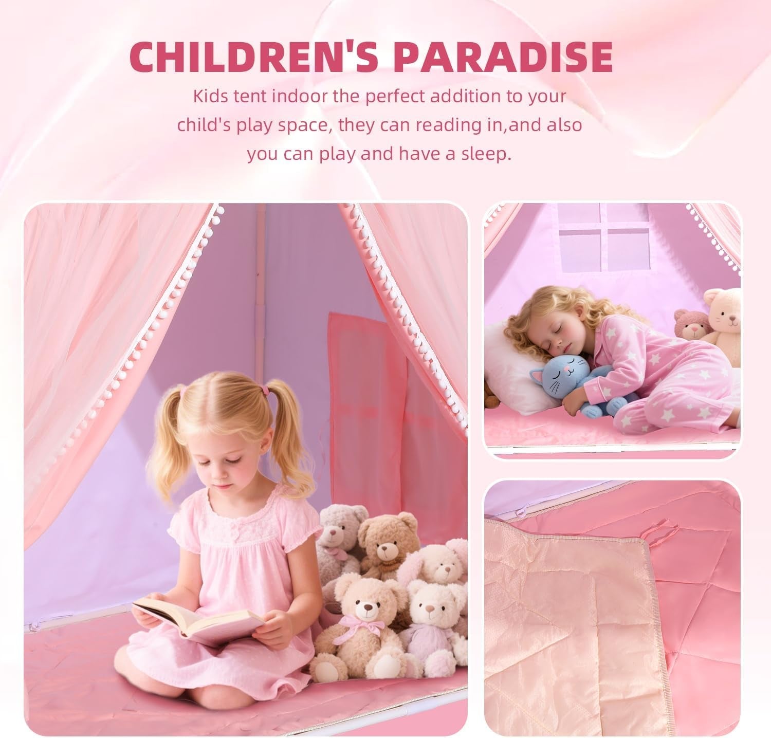 Pink Large Toddler Playhouse Fortress Castle Pro Tent