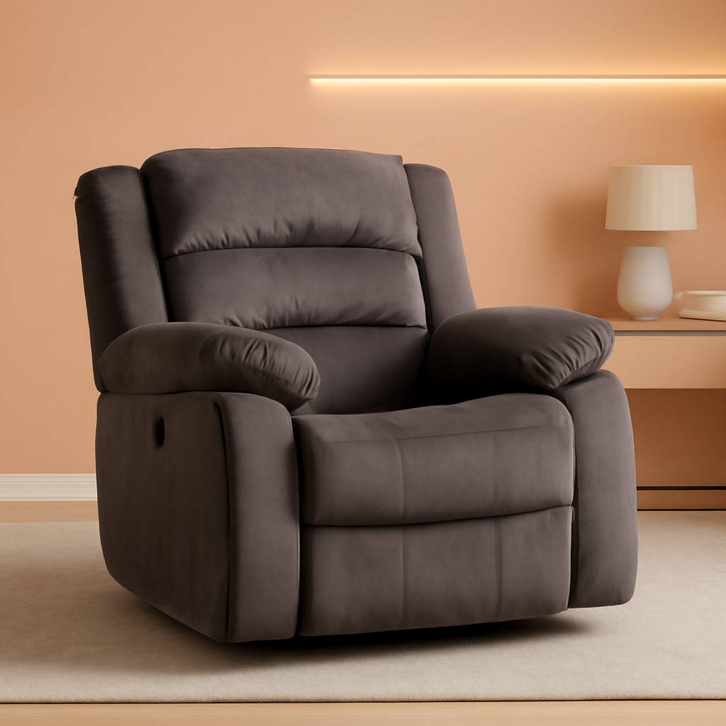 Brown Oversized Electric Recliner Chair With Plush Cushions