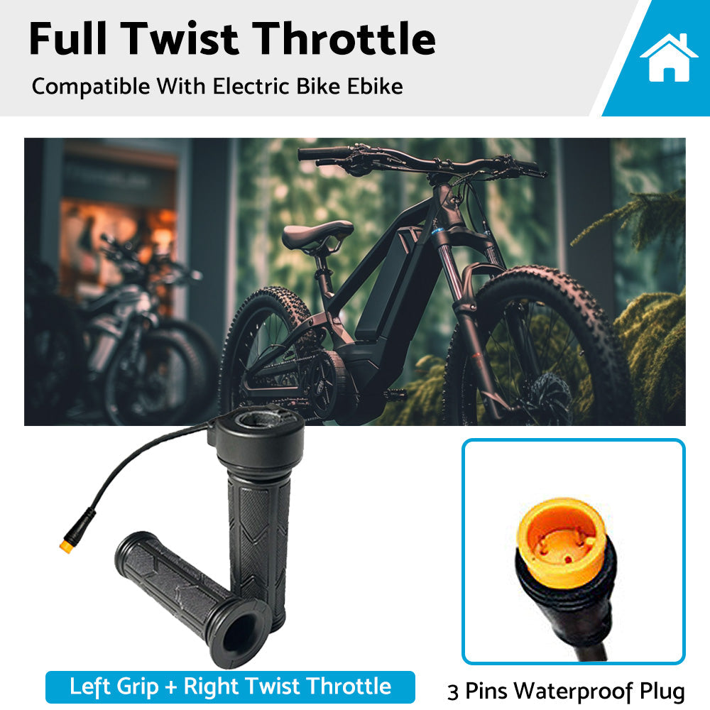 Full Twist Throttle Electric Bike Ebike Right Hand 3Pin Bike Grip Twist Throttle