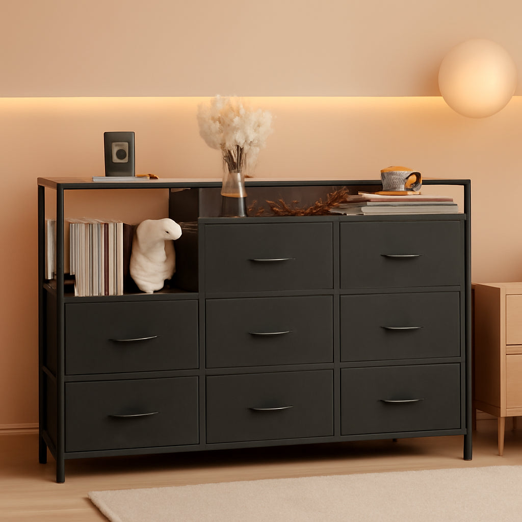 Black TV Stand With Charging Station Bedroom Furniture