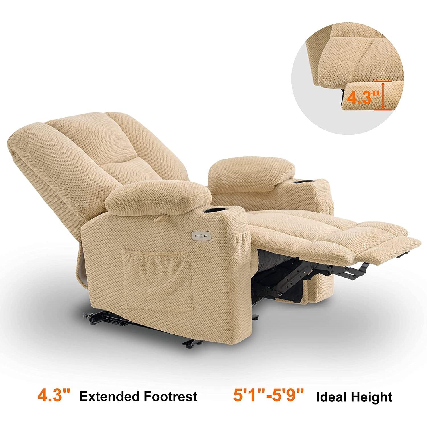 Fabric Electric Recliner Chair With Heat Remote Control