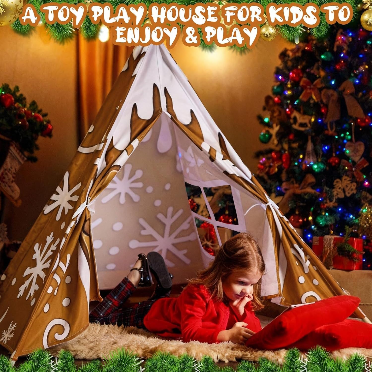 Ginger bread Play Teepee Tent 47x47x55 Inches Foldable