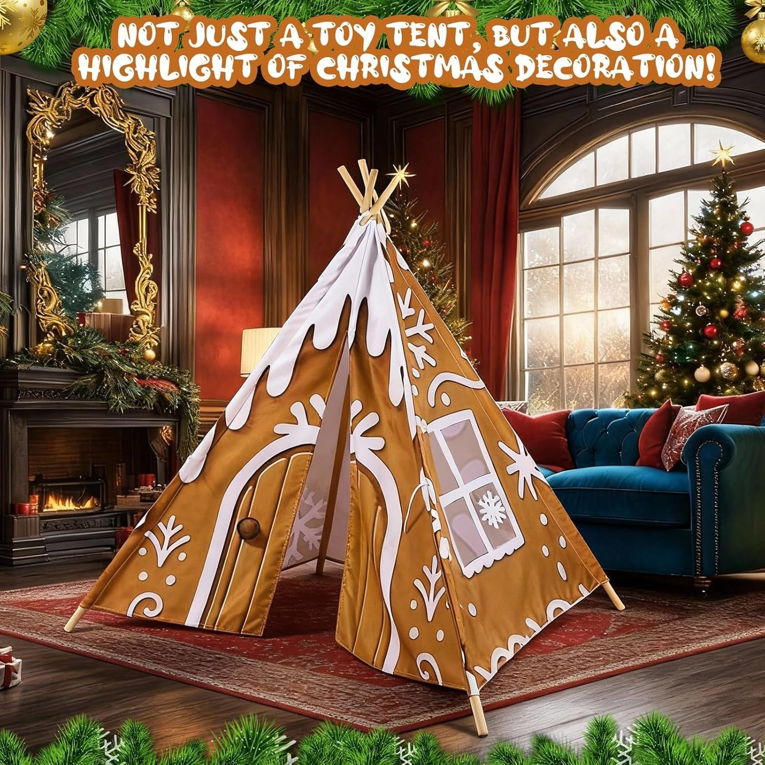 Ginger bread Play Teepee Tent 47x47x55 Inches Foldable