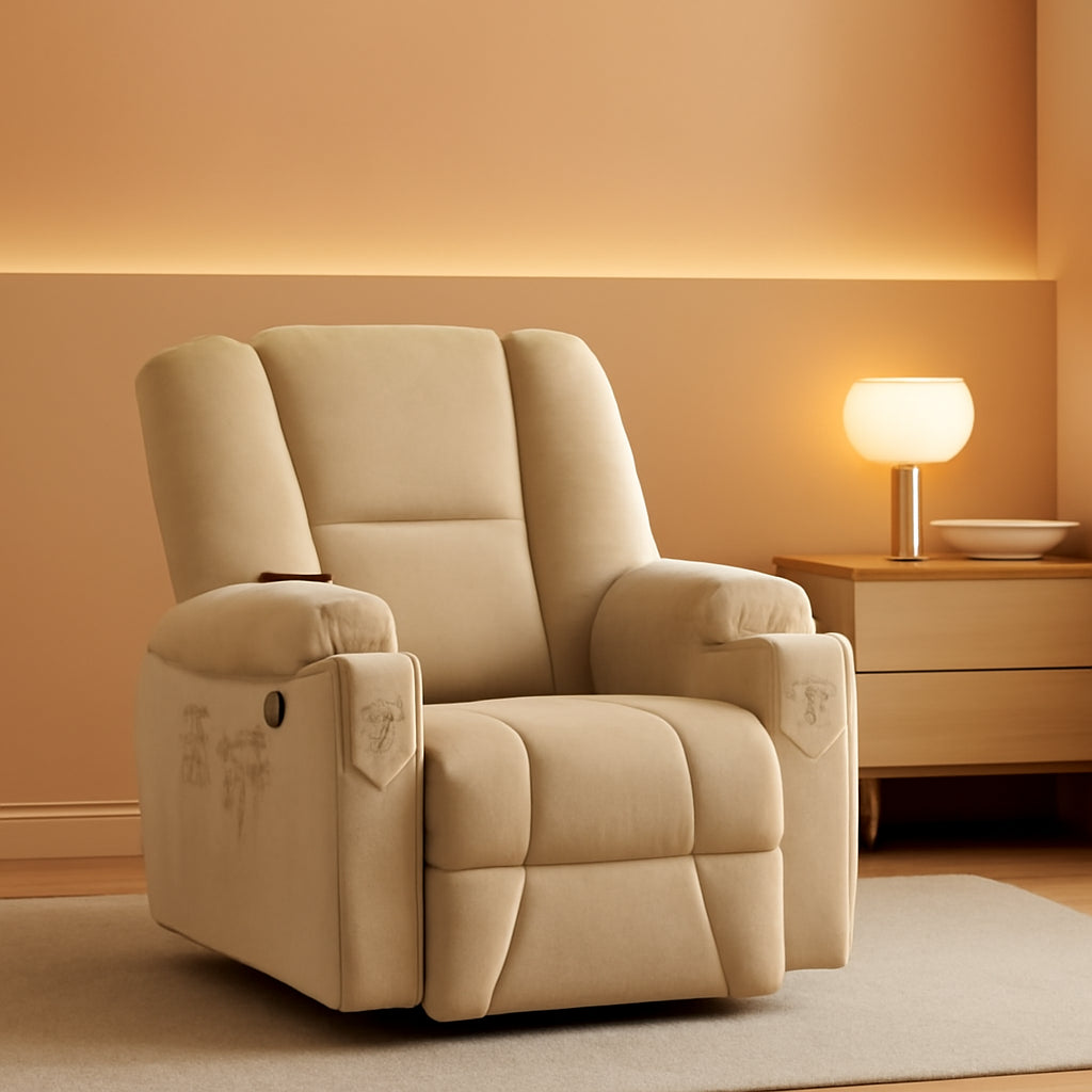 Fabric Electric Recliner Chair With Heat Remote Control