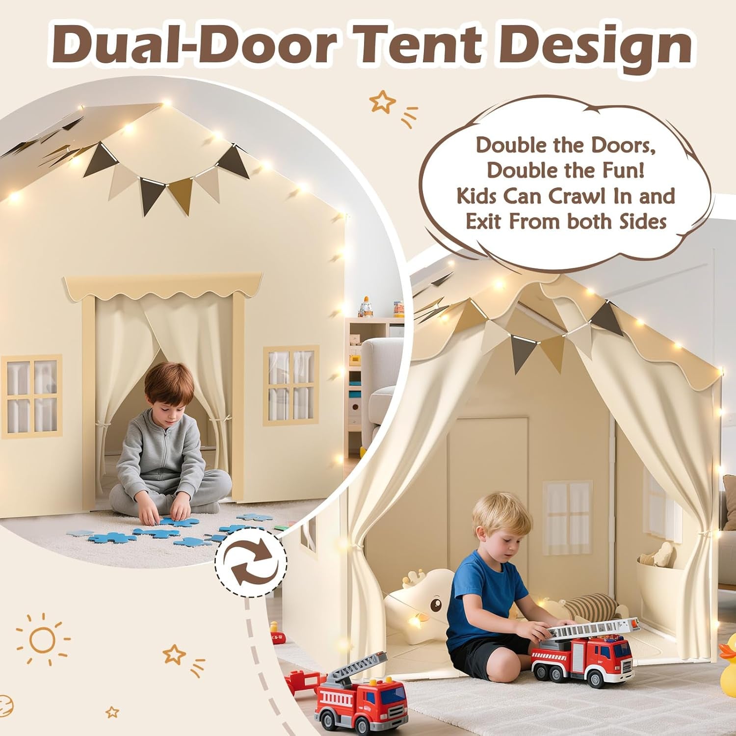 Kids Play Tent Oversized 53By40By51 Inches Dual Doors