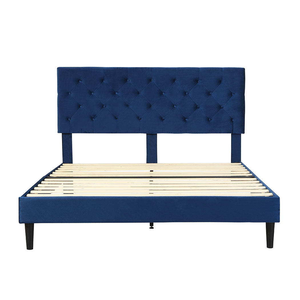 Levede Bed Frame Queen Size Mattress Blue